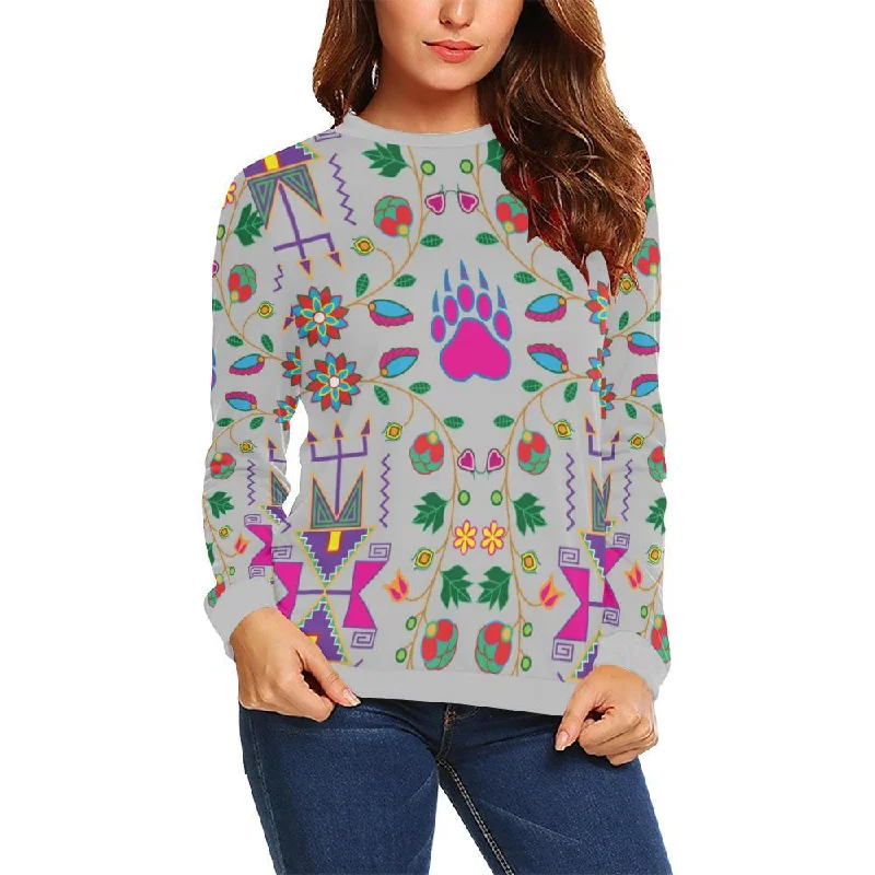 Geometric Floral Fall-Gray Crewneck Sweatshirt for Women Hoodie with Reflective Safety Nightwear Geometric Floral Fall-Gray Crewneck Sweatshirt for Women Hoodie with Reflective Safety Nightwear