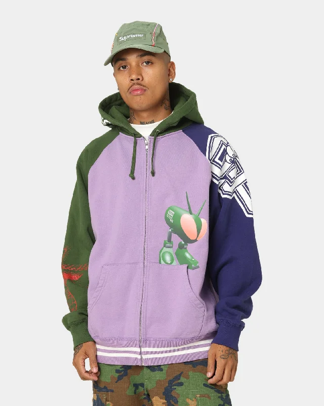 Supreme X Junya Zip Up Hooded Sweatshirt Violet Hoodie with Double Zipper Versatile Adjustable