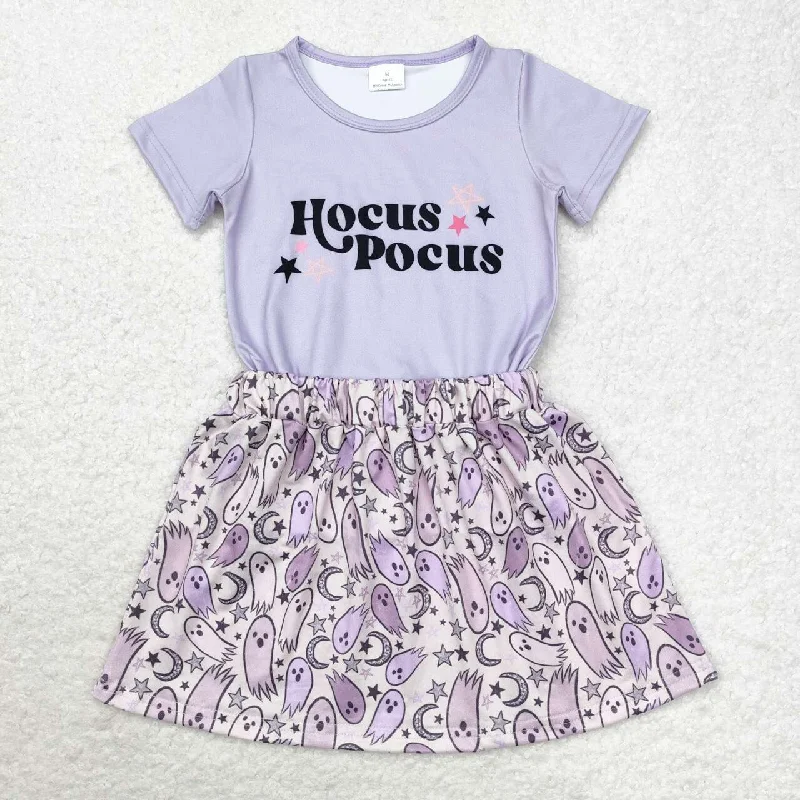 GSD1398 hocus pocus Stars Purple Short Sleeve Ghost Stars Moon skirt set low waist skirt