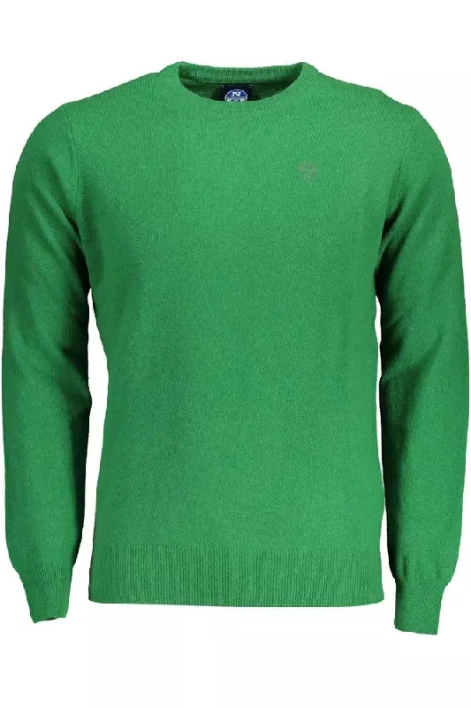 Green Wool Men Sweater Neon Metallic Matte