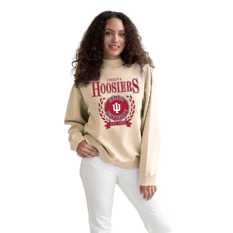 Indiana Hoosiers Women's Nantucket Mock Neck Sweatshirt Hoodie with Magnetic Closure Innovative Modern