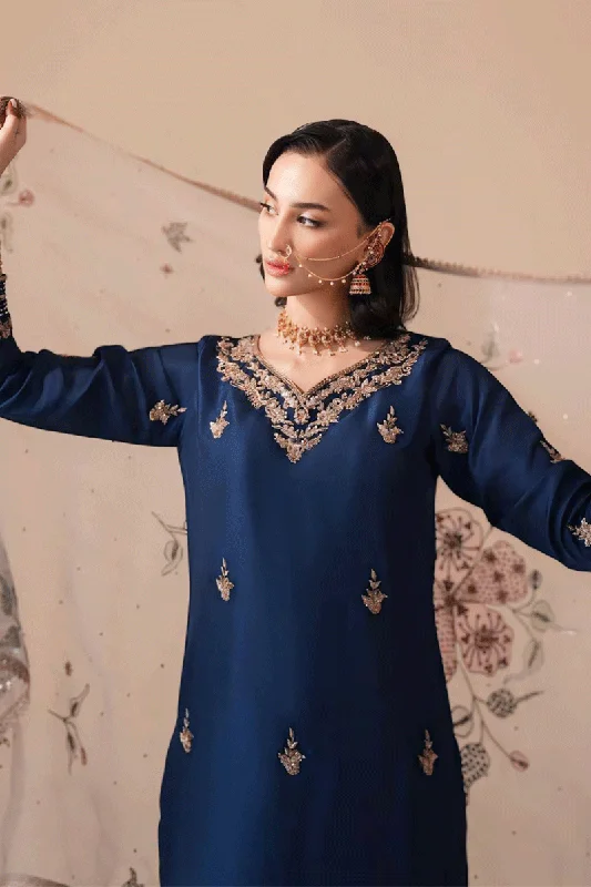 Navy Blue Color Punjabi Dress For Lohri Function Tunics Yoga stretchy