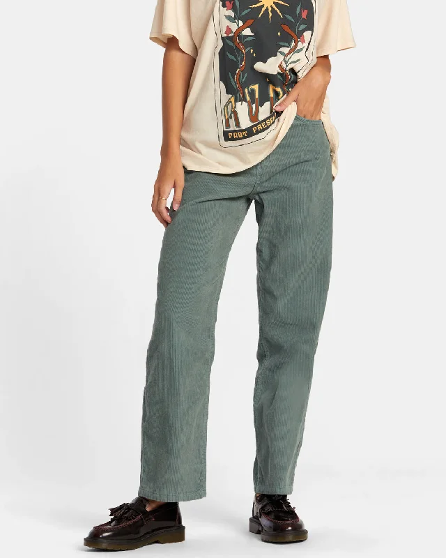 Heritage Corduroy Wide Leg Pants - Spinach Cozy Knit Pants