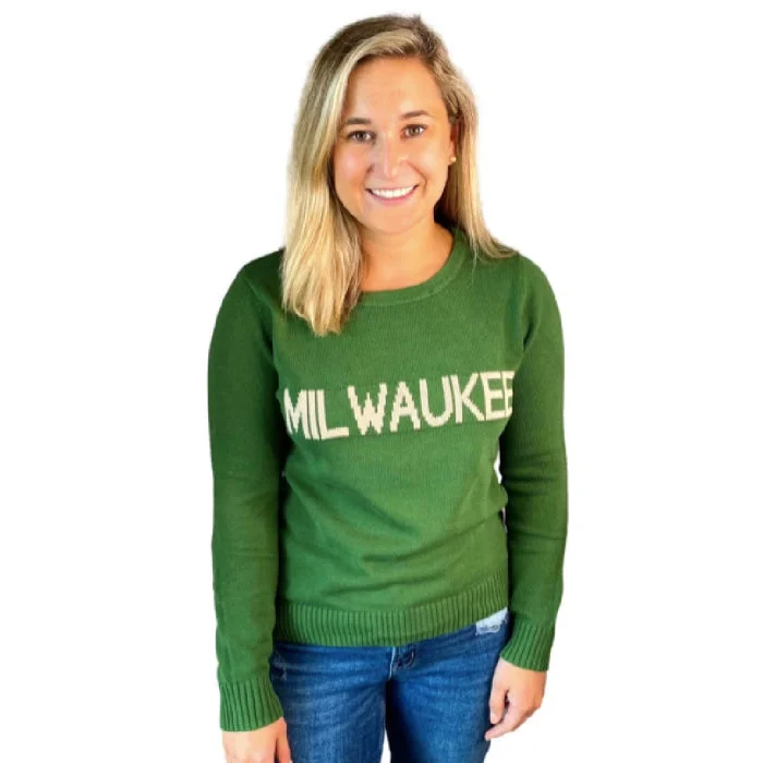 "MILWAUKEE" SWEATER - GREEN Rayon Fabric Velvet Fabric Corduroy Fabric