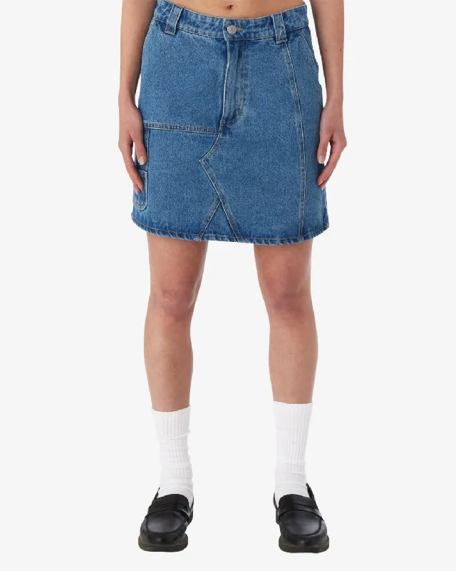 Obey REBUILT CARPENTER SKIRT - LIGHT INDIGO corduroy skirt durable