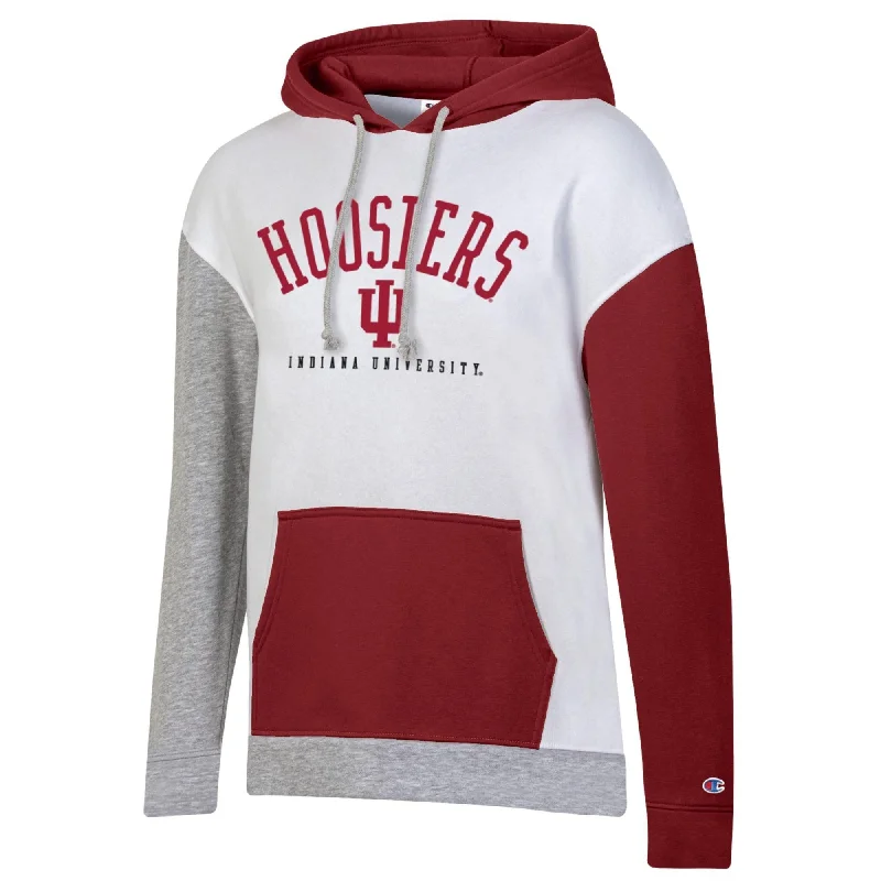 Indiana Hoosiers Champion Women's Color Block Hoodie Hoodie with Slit Hem Functional Movement