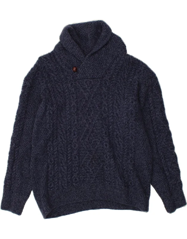 ORIGINAL ARAN CO. Womens Shawl Neck Jumper Sweater UK 20 2XL Navy Blue Beaded Sweater Sequined Faux Fur ORIGINAL ARAN CO. Womens Shawl Neck Jumper Sweater UK 20 2XL Navy Blue Beaded Sweater Sequined Faux Fur