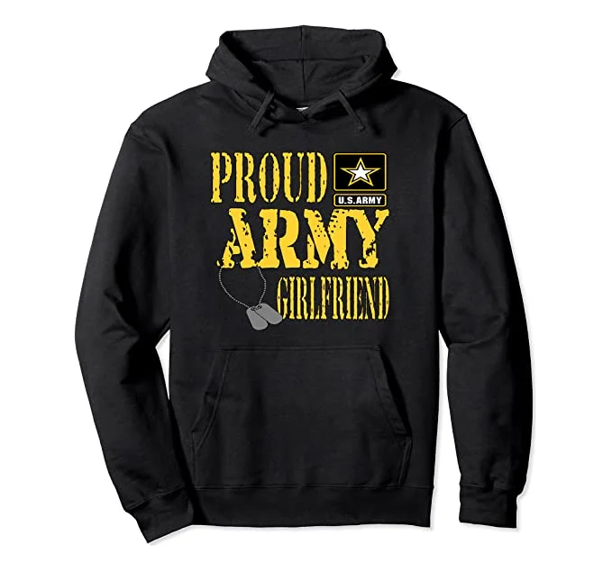 Proud Army Girlfriend Hoodie Hoodie with Drawstring Waist Adjustable Fitted