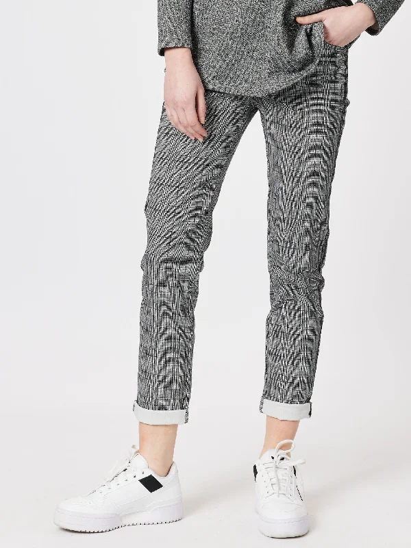 Prince of Wales Check Pant - Black/White Classic Cropped Pants