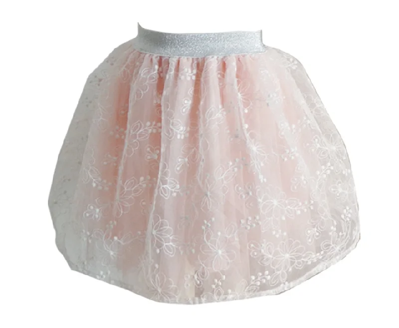 Little Girls Embroidered Overlay Skirt wool skirt breathable