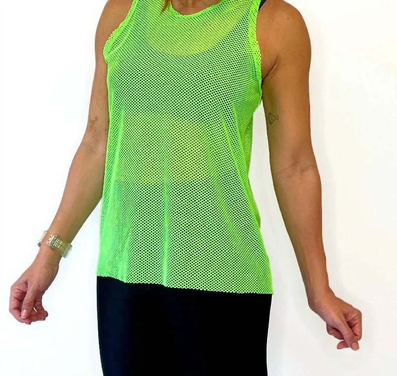 Mesh Tank In Neon Green strapless tank top
