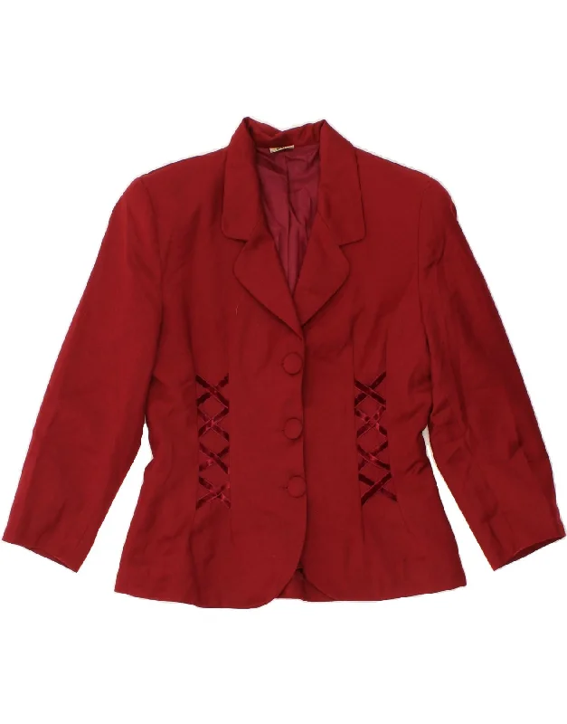 SHARI Womens 3 Button Blazer Jacket IT 46 Large Red Wool Corduroy Jacket Velvet Jacket Brocade Jacket SHARI Womens 3 Button Blazer Jacket IT 46 Large Red Wool Corduroy Jacket Velvet Jacket Brocade Jacket