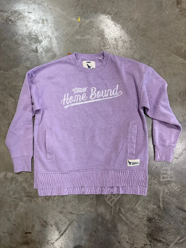 Vintage Home Bound Script Crewneck Sweatshirt - Orchid Purple Hoodie with Monochrome Minimalist Simple Vintage Home Bound Script Crewneck Sweatshirt - Orchid Purple Hoodie with Monochrome Minimalist Simple