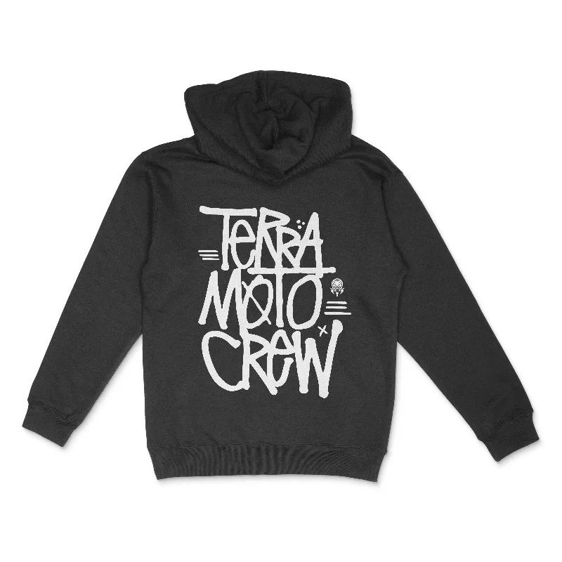 MOTO CREW - BLACK MIDWEIGHT HOODIE Hoodie with Ribbed Cuffs Snug Fit Comfort