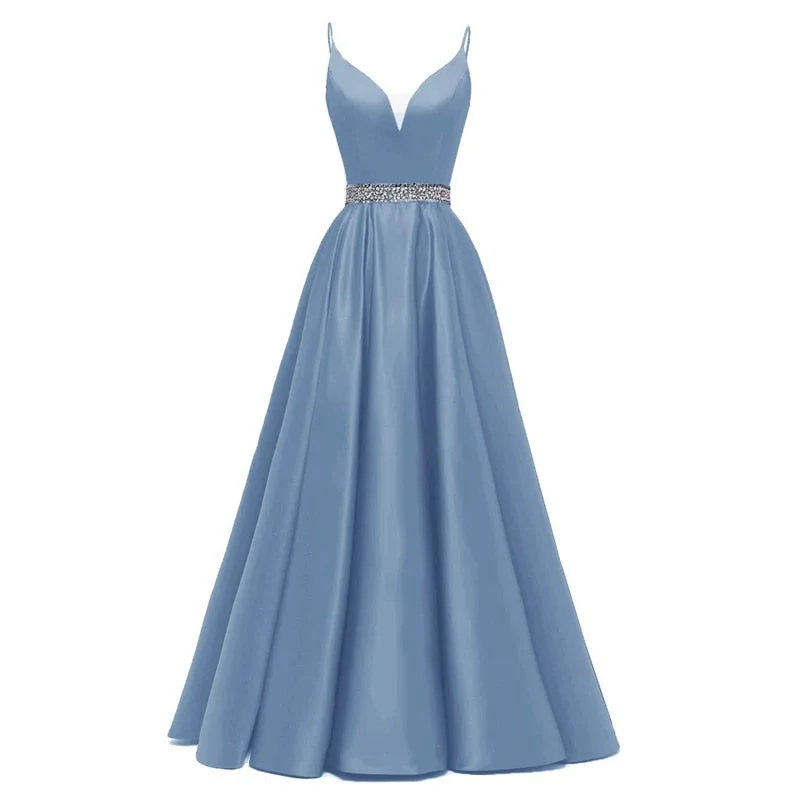 Wjczt Long Evening Dresses for Women Sexy Spaghetti Straps Illusion V- Neck Satin Party Formal Prom Gown Tunics Polka dots Wjczt Long Evening Dresses for Women Sexy Spaghetti Straps Illusion V- Neck Satin Party Formal Prom Gown Tunics Polka dots