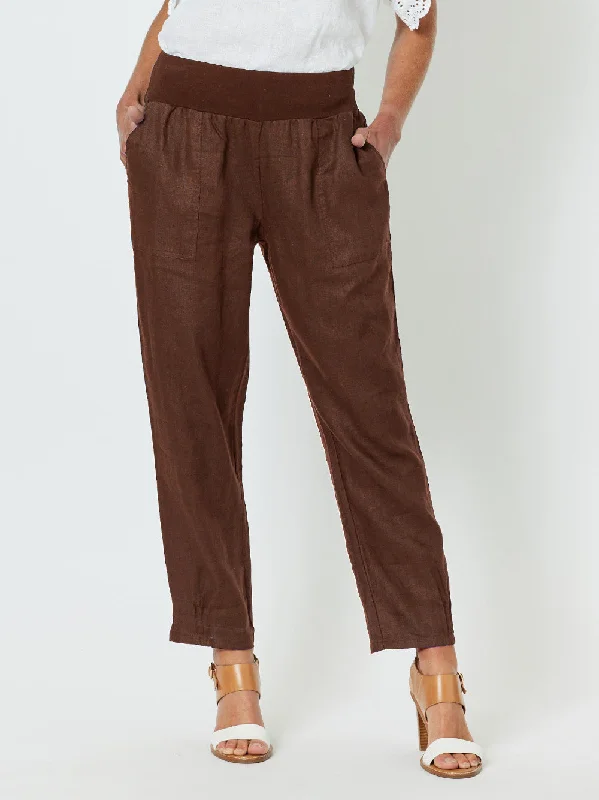 Sarah Linen Pleat Hem Pant - Koko Formal Slim Pants