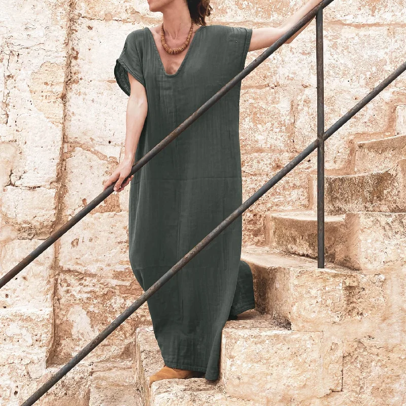 Artemis Dress - Women - DS Double Saloo - S021 Dark Green Grey Tunics Vintage classic