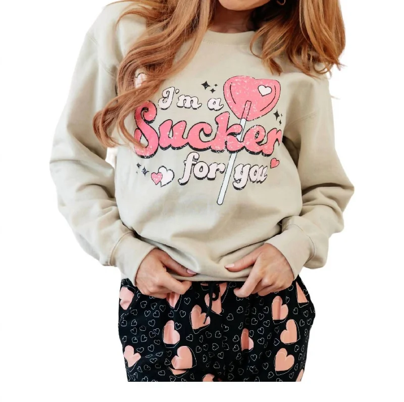 I'm A Sucker For You Sweater In White Knit Fabric Woven Fabric Fleece Fabric