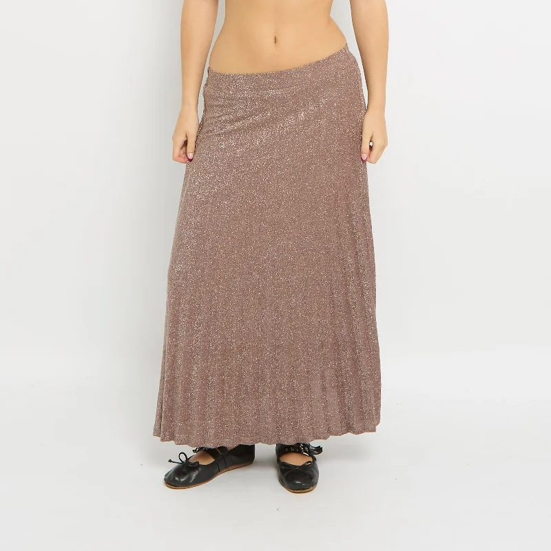 Sparkly Elasticated Waist Maxi Skirt-UK 6 high slit skirt