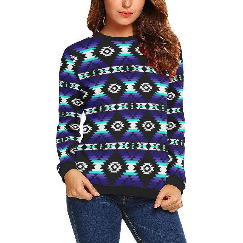 Cree Confederacy Midnight Crewneck Sweatshirt for Women Hoodie with Applique Textured Unique Cree Confederacy Midnight Crewneck Sweatshirt for Women Hoodie with Applique Textured Unique