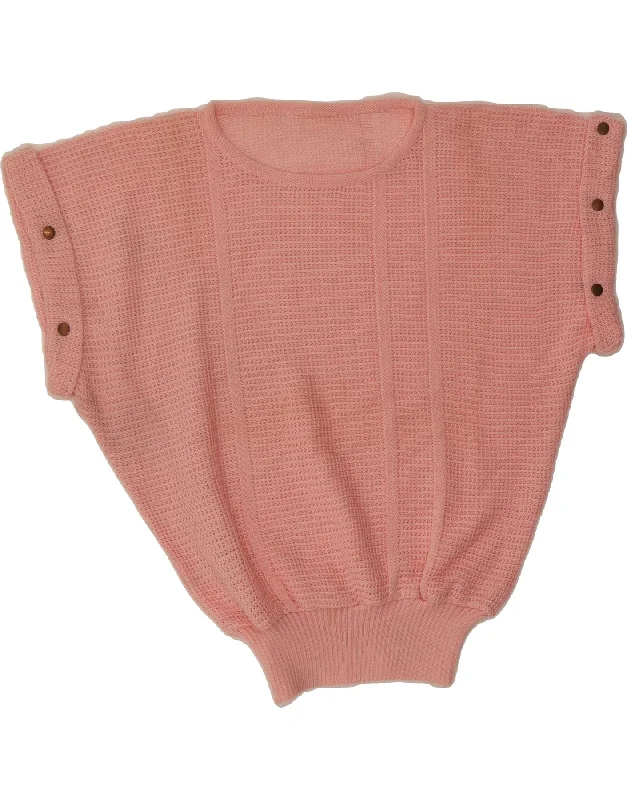 VINTAGE Womens Oversized Boat Neck Jumper Sweater UK 10 Small Pink Casual Formal Business VINTAGE Womens Oversized Boat Neck Jumper Sweater UK 10 Small Pink Casual Formal Business