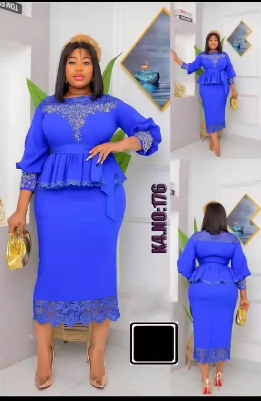 Peplum blue dress Tunics Trousers formal