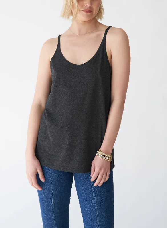 Onda Thin Strap Loose-Fit Tunic Tank print tank top