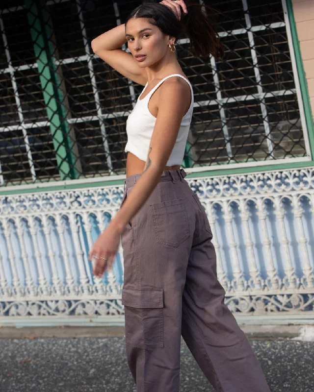 Twill Cargo Wide Leg Pants - Iron Classic Bootcut Trousers