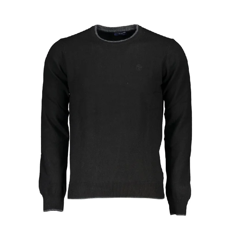 Black Polyamide Men Sweater Lightweight Heavyweight Midweight