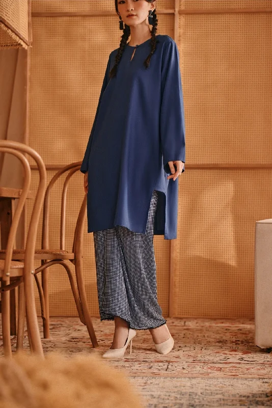 The Nest Women Wrap Skirt - Blue Checked leather skirt durable