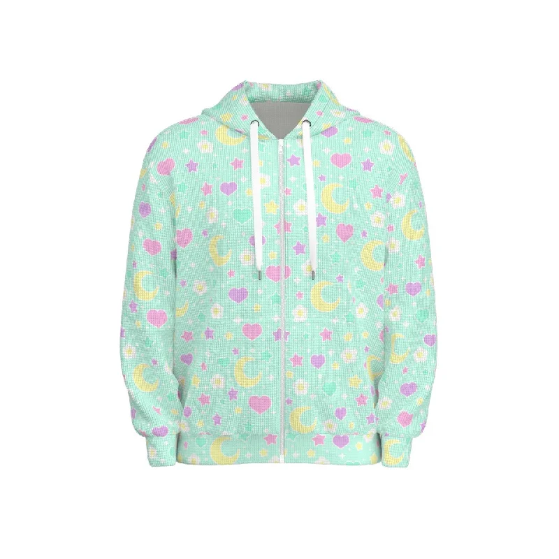 Magical Spring All-Over Print Unisex Zip Hoodie Sweatshirt (Mint) Hoodie with Magnetic Closure Innovative Modern