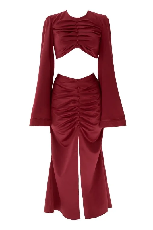 LOVE CHERRY TOP AND SKIRT SET velvet skirt plush