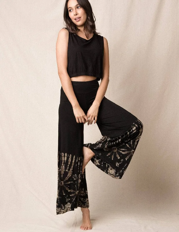 Tie-Dye Palazzo Pants - Black Natural - XL Only Fashionable Track Pants