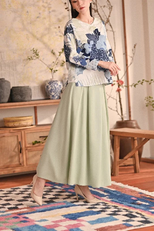 The Heiwa Women A-Line Skirt - Fog Green cashmere skirt rich