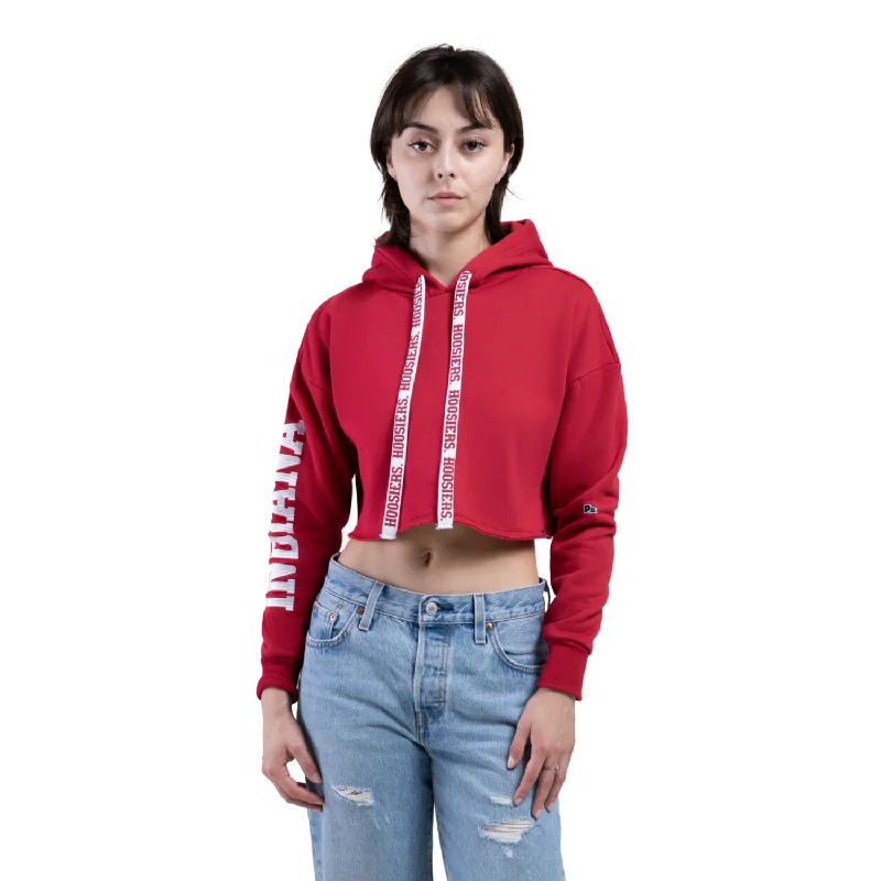 Indiana Hoodie Women's Cropped Red Hype & Vice Hoodie with Tied Waist Feminine Flattering