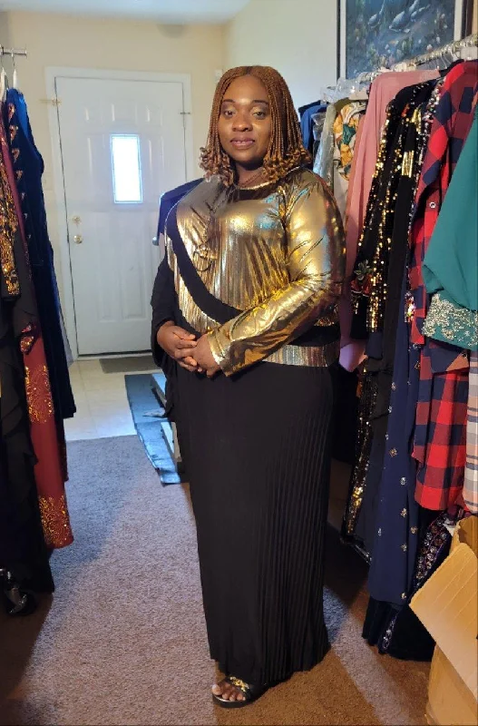 Black &gold beautiful dress Boatneck Modish Everyday