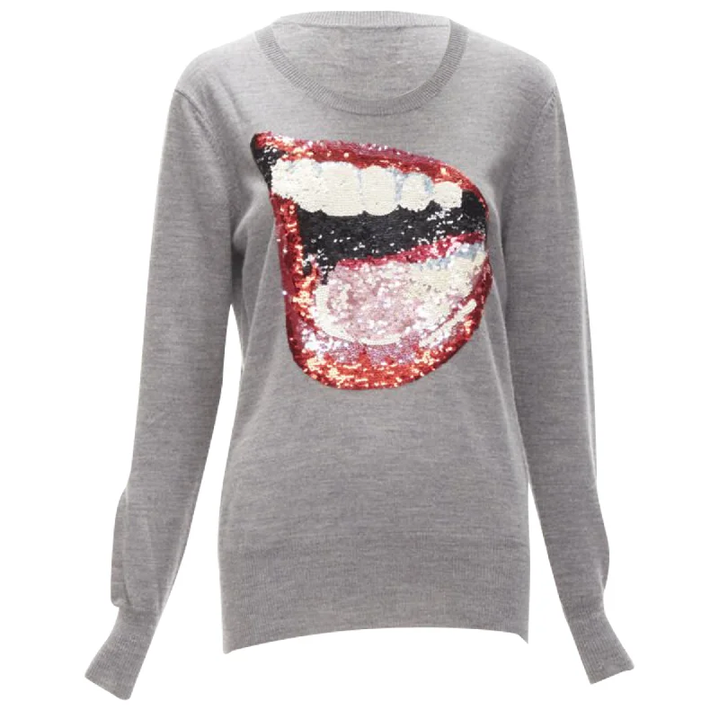 Markus Lupfer knit lips sequins sweater Graphic Sweater Embroidered Appliqued