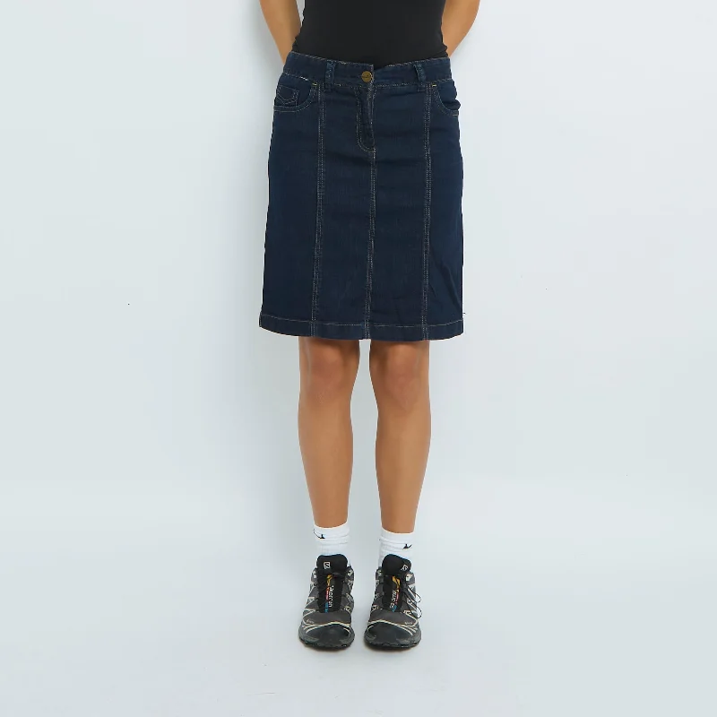 Denim Stitch  Knee Length Skirt - UK 12 lace skirt feminine