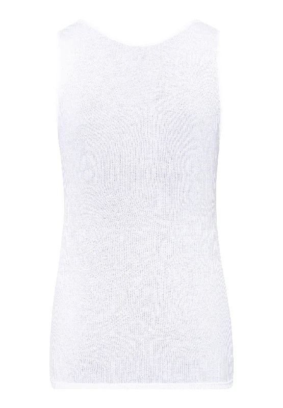 Lace Delight Fine Ribbed Cotton Tank Top | White 71375-101 lace tank top