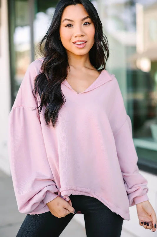 Tell You Everything Pale Pink Hoodie Hoodie with Thumb Holes Functional Cozy