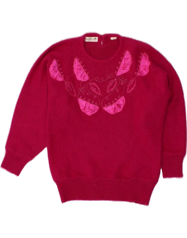 VINTAGE Womens Crew Neck Jumper Sweater UK 16 Large Pink Slim Fit Regular Fit Oversized VINTAGE Womens Crew Neck Jumper Sweater UK 16 Large Pink Slim Fit Regular Fit Oversized