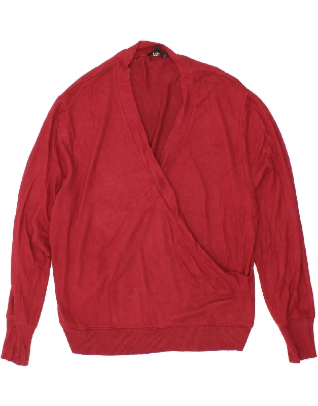 J. CREW Womens V-Neck Jumper Sweater UK 16 Large Red Viscose Satin Blend Silk Blend Wool Blend J. CREW Womens V-Neck Jumper Sweater UK 16 Large Red Viscose Satin Blend Silk Blend Wool Blend