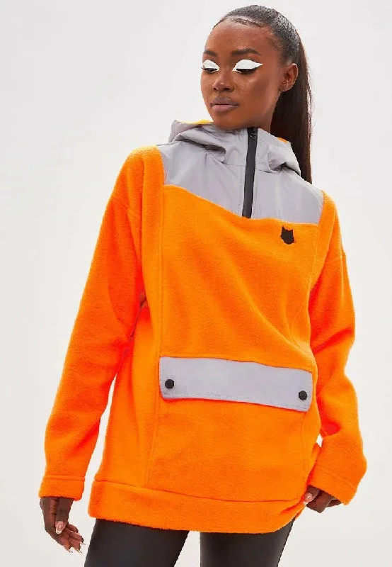 Orange Fleece hoodie CATRAIN Hoodie with Thumb Holes Functional Cozy