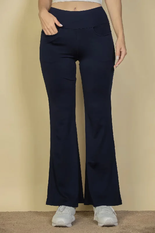 High Waisted Front Pocket Flare Pants Cozy Lounge Pants