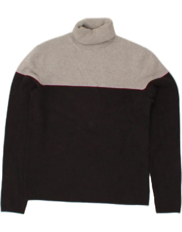 EDDIE BAUER Womens Roll Neck Jumper Sweater UK 12 Medium Black Colourblock Satin Blend Silk Blend Wool Blend EDDIE BAUER Womens Roll Neck Jumper Sweater UK 12 Medium Black Colourblock Satin Blend Silk Blend Wool Blend