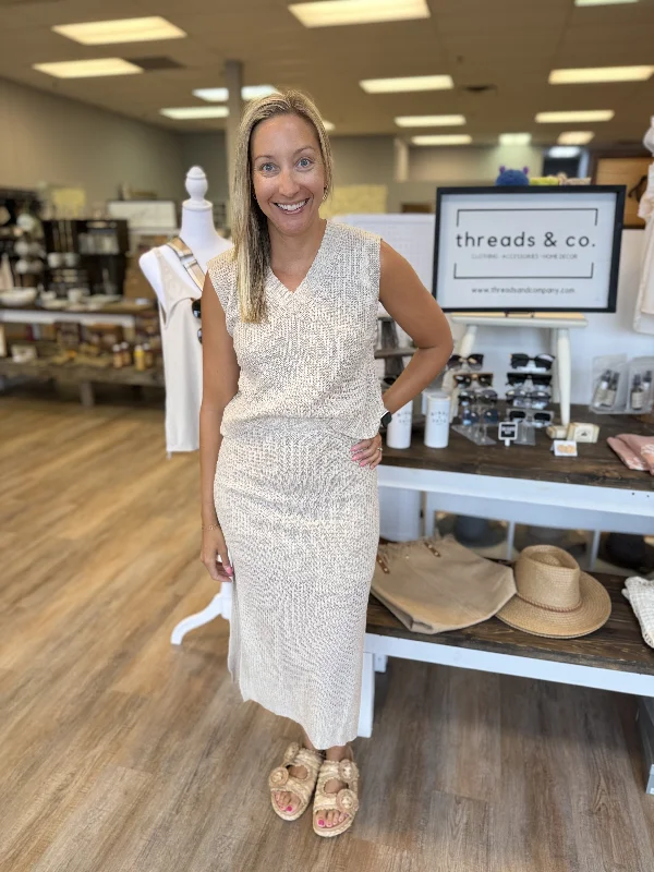 BEIGE KNITTED TOP + SKIRT SET velvet skirt plush