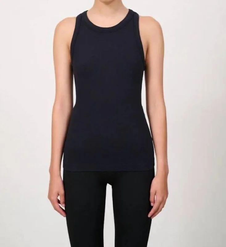Maia Micromodal Soft Rib Tank In Black teal tank top