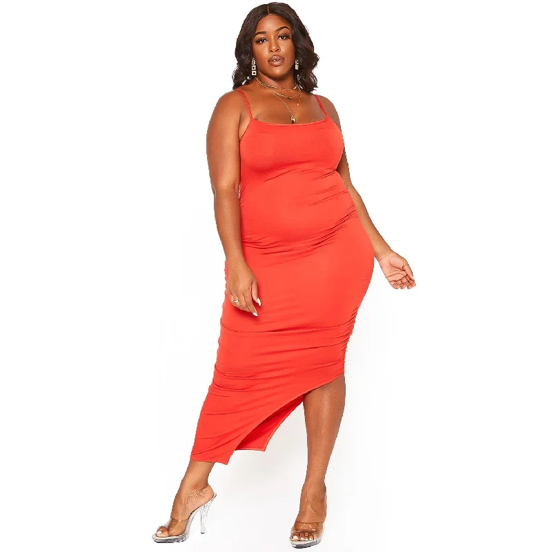 Plus Size Women's Spaghetti Strap Long Dress Tunics Versatile functional