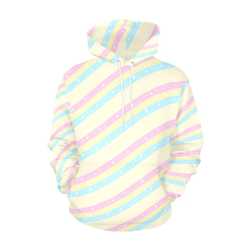 Teatime Fantasy Yellow Rainbow Women's All Over Print Hoodie Hoodie with Hem Lace Feminine Delicate