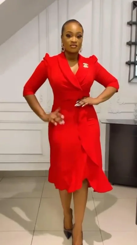 Beautiful red dress Crew Neckline Casual